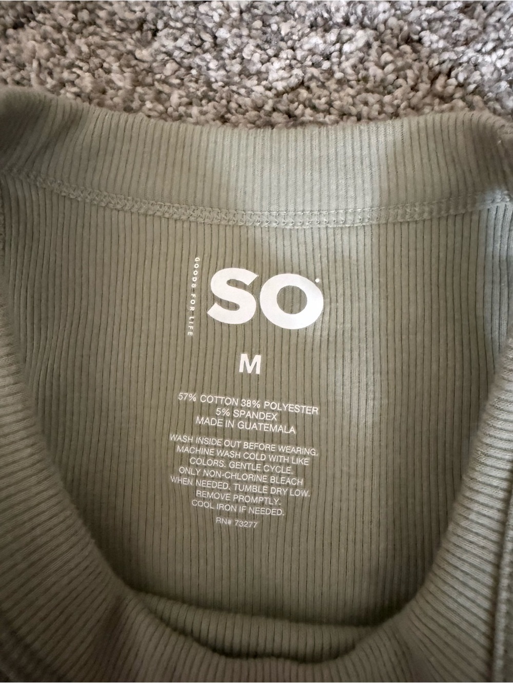 SO Olive Ribbed Racerback Crop Tank - Picture 3 of 3